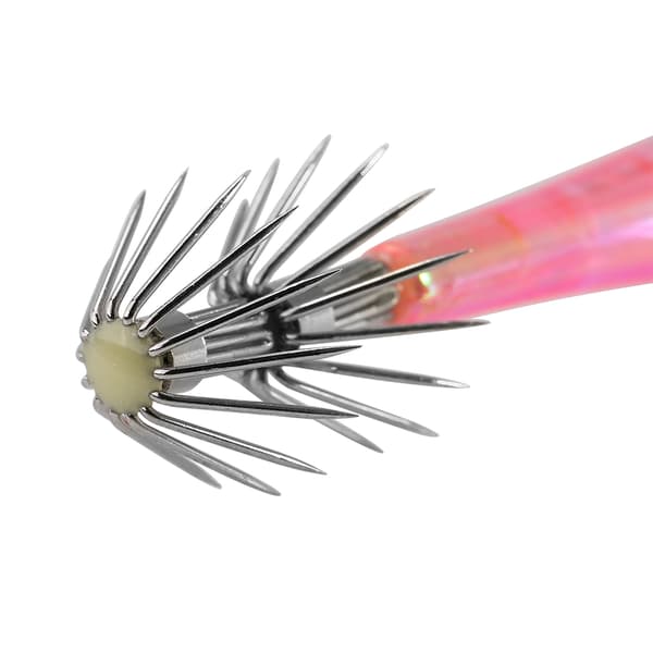 5 st hårda bläckfiskdrag 9,5 cm med dubbla krokar (rosa)
