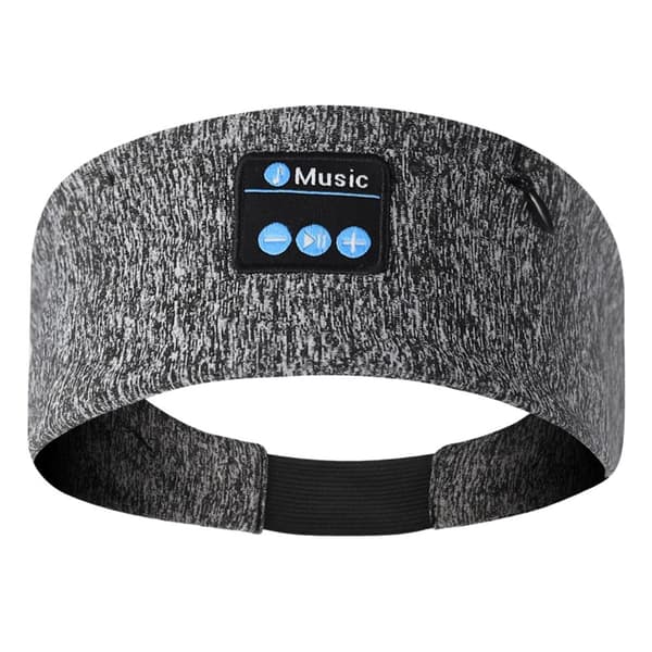 Bluetooth 5.0 hodetelefoner med elastisk pannebånd for sport, løping, yoga og søvn, med mikrofon.