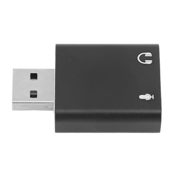 Eksternt USB 7.1-kanals stereolydkort med USB til 3,5 mm headset-jackadapter - Sort