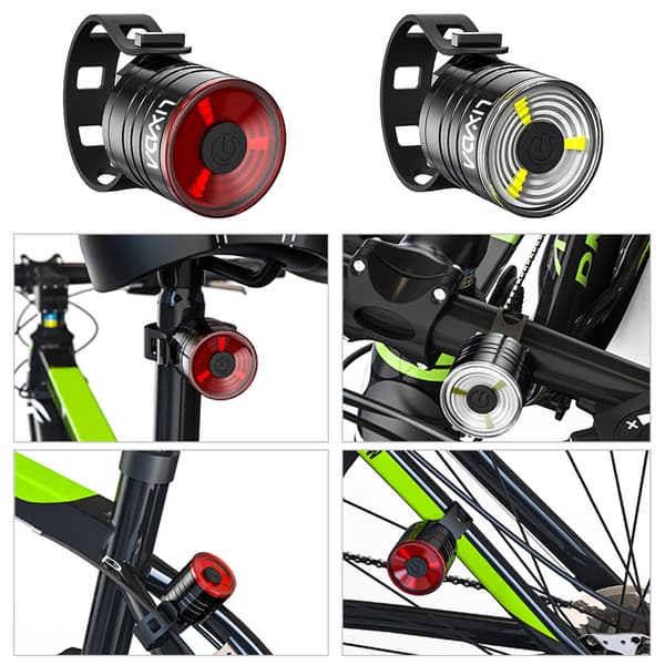 Lixada LED Sykkelbaklys, 200 Lumen, 3 Moduser, CR2032 Batteri, Værbestandig
