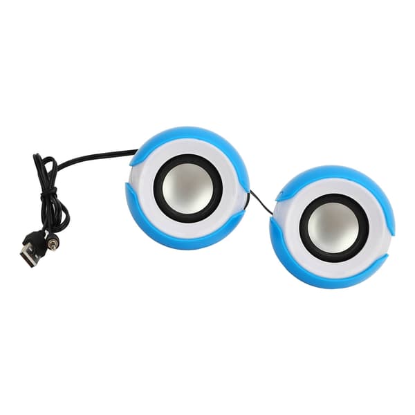 Mini USB stereohøjttaler til PC, 5V 1A, plastik, hvid og blå, bærbar