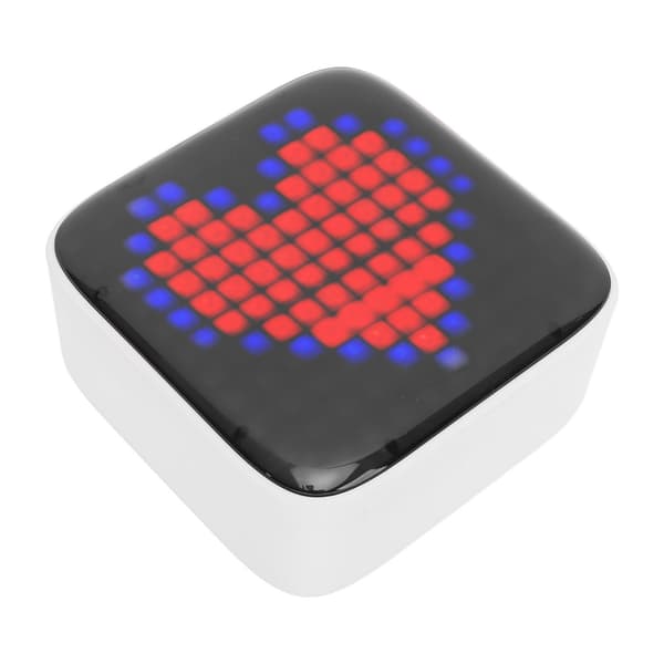 Bärbar Mini Retro Bluetooth-högtalare med färgglada LED-lampor, pixelstil, IPX6, grå