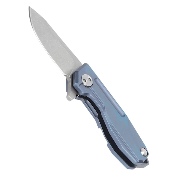 Mini Titanium Foldekniv med D2-klinge, Nøglering og Blå Kæde