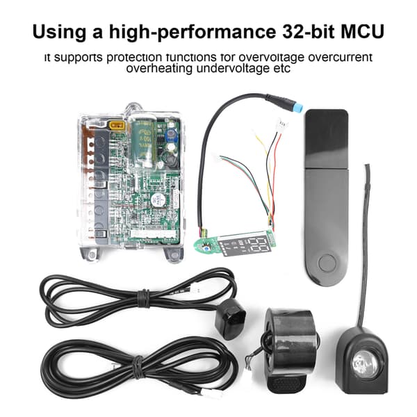 32-bit MCU elektrisk sparkesykkelkontroller hovedkort med dashbord og frontlykter, 36V 16A