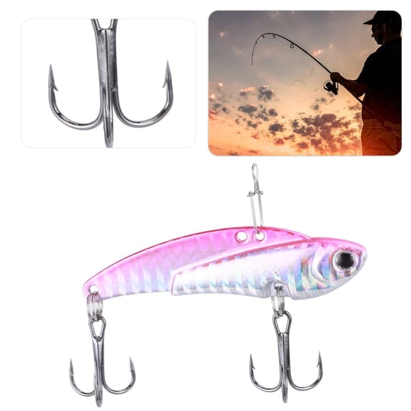 3 STK Kunstig Metall Fiskesluk Synkende Vibrasjon Hardt Agn Rosa