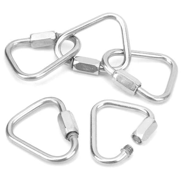 5 stk. trekantet karabinhage i rustfrit stål med lås til camping og vandreture 3,5 mm