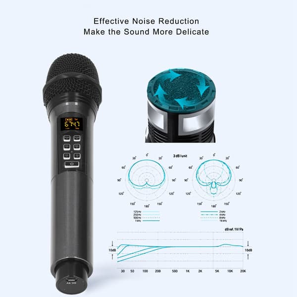 Trådløs Bluetooth-mikrofon til karaoke med frekvensmodulation og rumklang til fester og sammenkomster