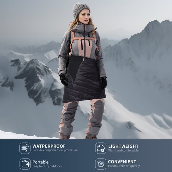 Vinter nederdel til kvinder, vandtæt og vindtæt, varm puffer, mini, sort