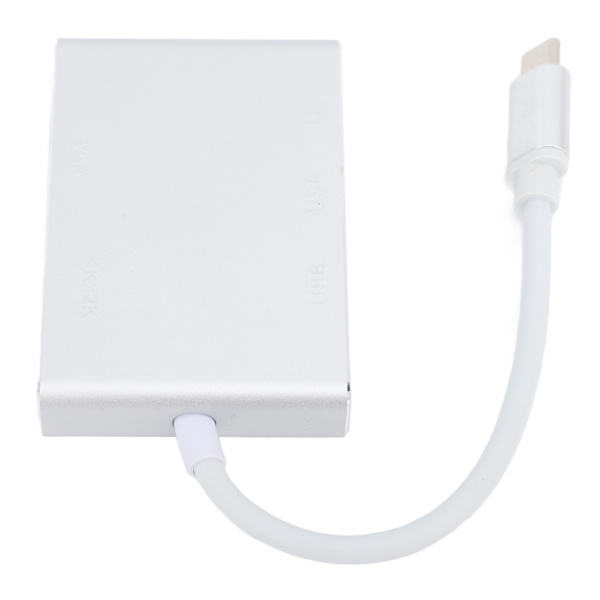 5-i-1 USB-C Hub med USB 3.0, VGA, HD Multimedia Interface til bærbar computer, computer og mobiltelefon - Sølv