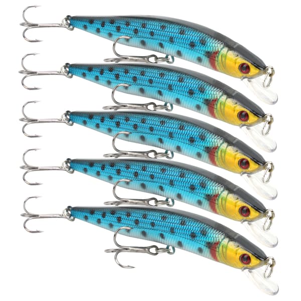 5 stk. kunstig minnow-simulationsagn med diskantkrog til fiskeri 10 cm 80 g