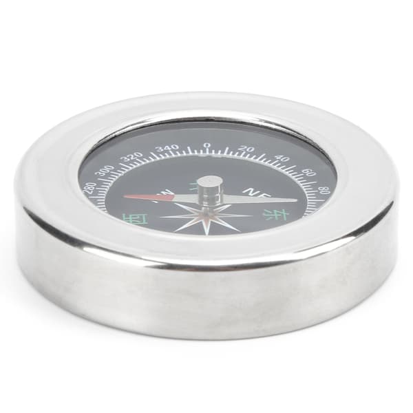 Bärbar 60 mm minikompass i rostfritt stål för camping, vandring, vit, silver
