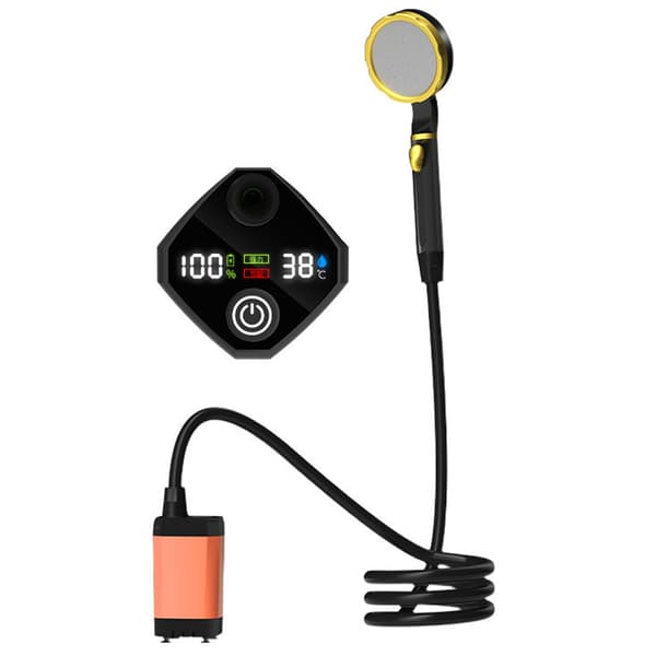 Bærbar oppladbar elektrisk dusjpumpe for camping med smart digitalt display