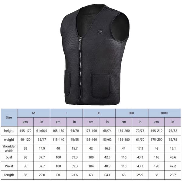 Elvest, USB genopladelig, smart, vaskbar, unisex, sort, størrelse L