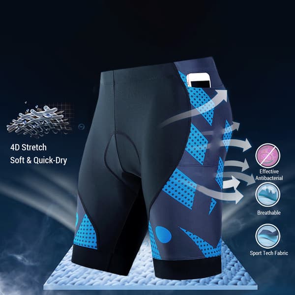 4D Cykelshorts til mænd med åndbart, hurtigtørrende, vibrationsdæmpende skum