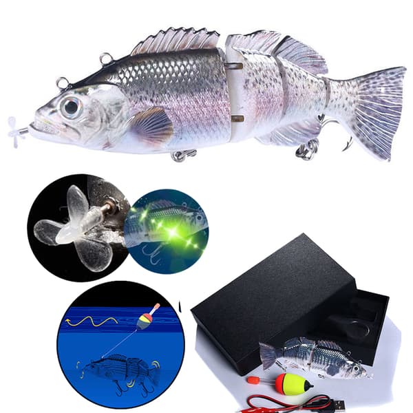 Robotisk elektrisk fiskedrag med USB-laddning, segmenterat simmande bete, 14 cm, 54 g, 3M