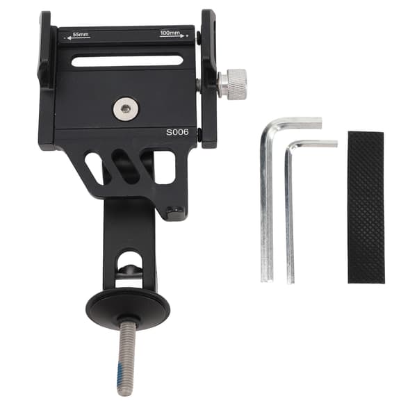 Justerbar, rustbestandig cykelkranktelefonholder i aluminiumslegering.