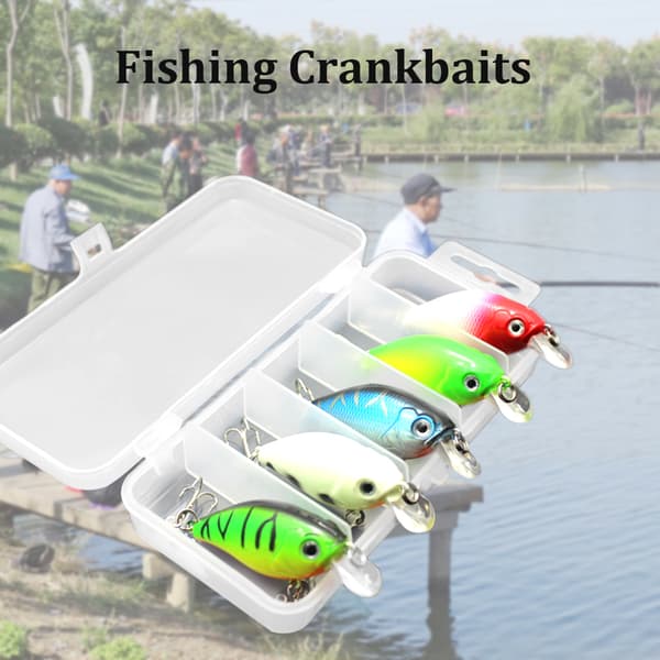 5 stk. Hard Baits Crankbaits Fiskelokker med Opbevaringsboks