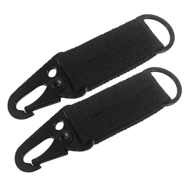 Nylon bæltenøglering med multifunktionel bjergbestigningsspænde til camping, vandreture, backpacking, sort
