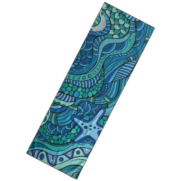 Halkfri tryckt yogamatta, vikbar, snabbtorkande, bärbar, polyester nylon, 183x61cm