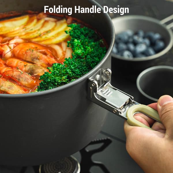 Camping kogegrejssæt med non-stick stegepande og kedel til camping og backpacking