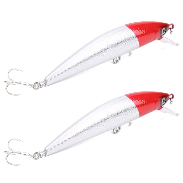 2 st sjunkande Minnow-drag med tungplatta, 3D-ögon, vass krok, ABS, #5