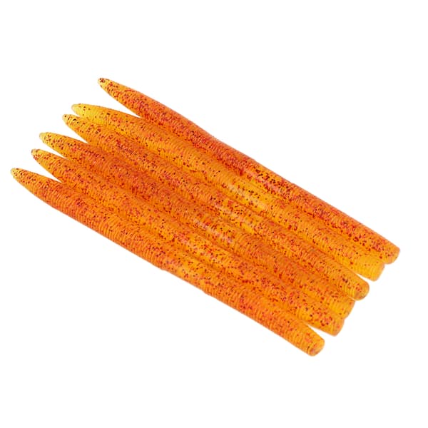 6 stk. kunstig nudelorm PVC maggot agn, bitebestandig, reflekterende blad