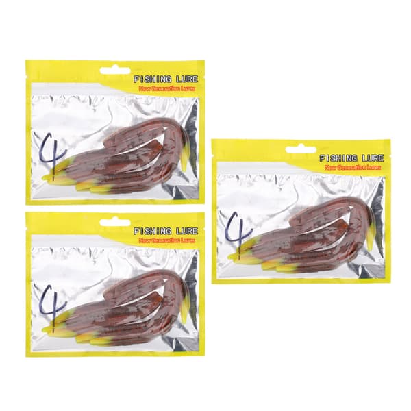 3 sæt bløde silikone kunstige ormeformede agn 11 cm 4# fisketilbehør
