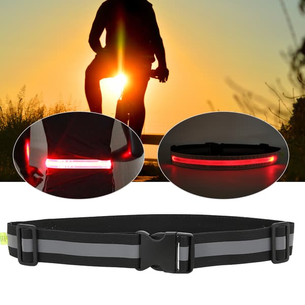 Elastisk LED Reflekterende Nattesynsbælte til Sport, Løb, Cykling og Sikkerhed - Sort