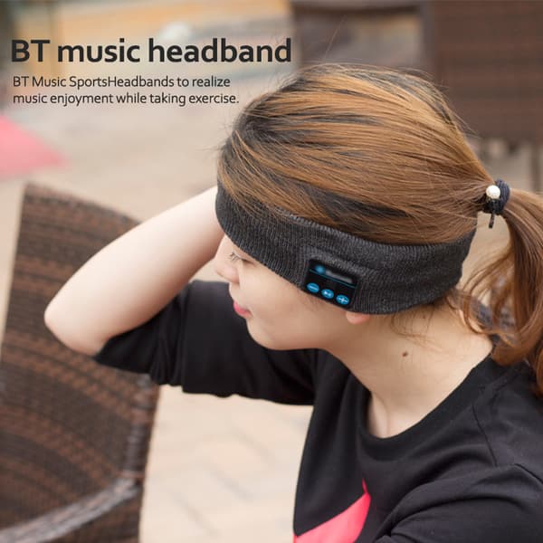 Strikket Bluetooth musikkstropp med avtakbare høyttalere for søvn og trening