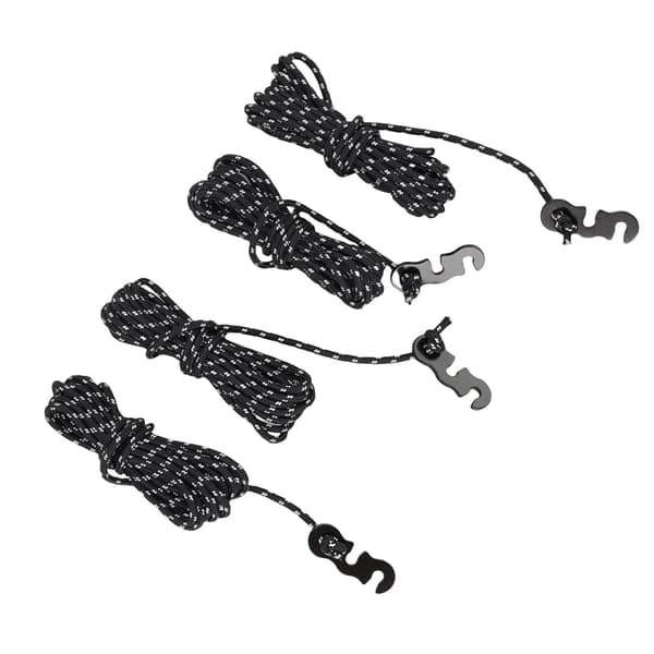 4 stk. nylon campingreb 3 m med justerbar reflekterende stribe til telt og markise - sort