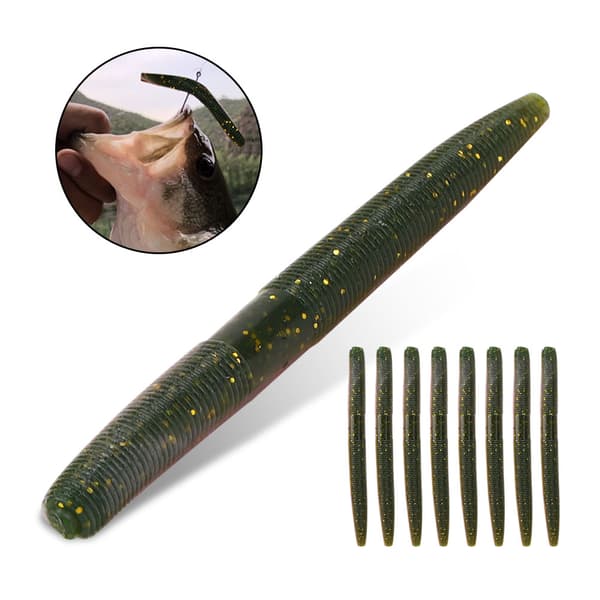 8 STK AR24 Blød Ormefiskelokke 10cm/6.5g Naturtro Simulationsfisketilbehør