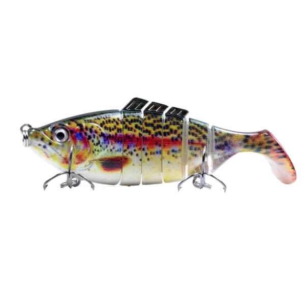 Fiskedrag 10cm 16.5g 6 segment med 3D-ögon trekrok för abborre öring sötvatten och saltvatten