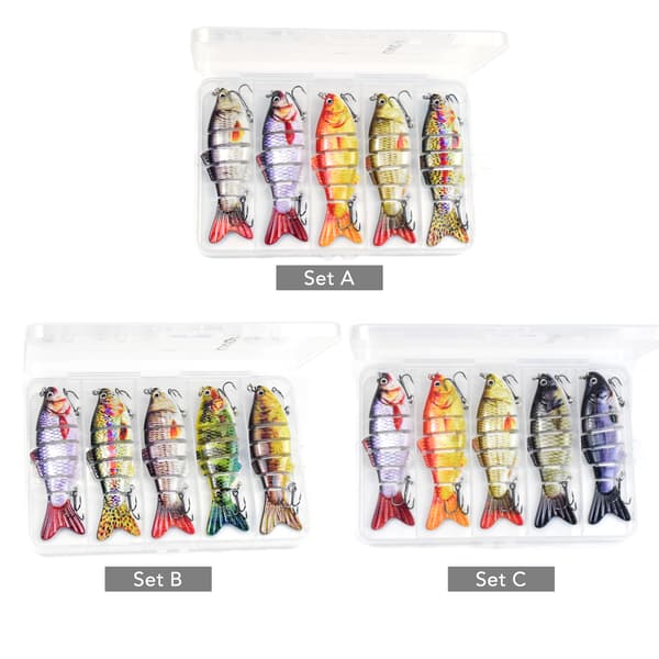 Lixada 5 fiskelokker 4 tommer 6 segmenter diskantkrog med fiskeboks