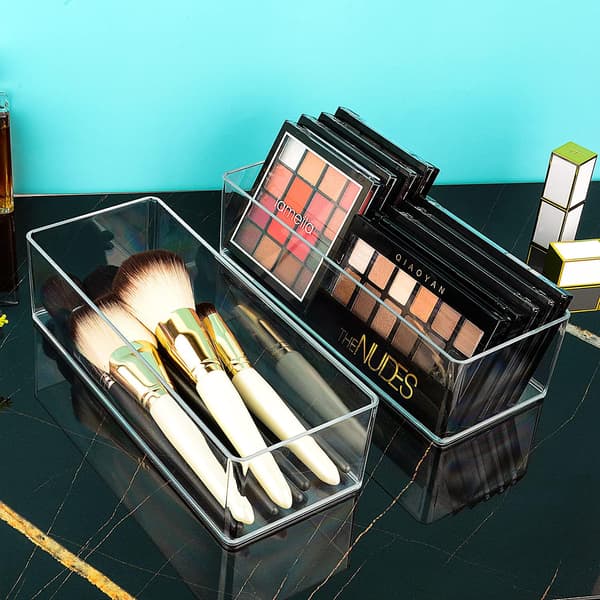 Akryl makeup-organizer med rum til kosmetikopbevaring og smykkedisplay til badeværelsesbordet