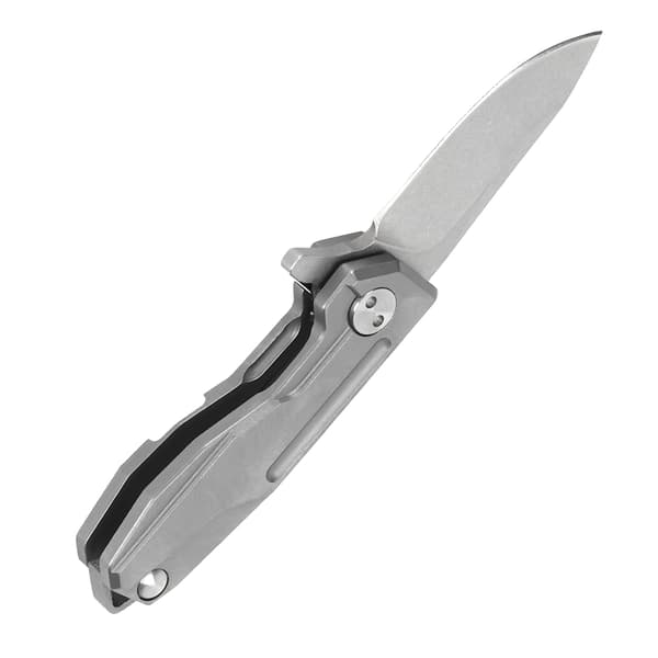 Mini foldekniv lavet af titaniumlegering med D2-klinge, nøglering og grå kæde