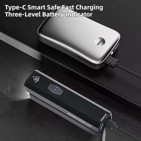 Genopladelig USB-C Vandtæt LED Cykellygte med 6 Tilstande til Natcykling