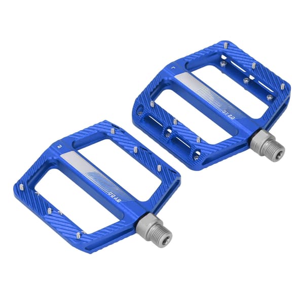 1 par lätta cykelpedaler i aluminiumlegering, halkfria, breddade, universella, blå