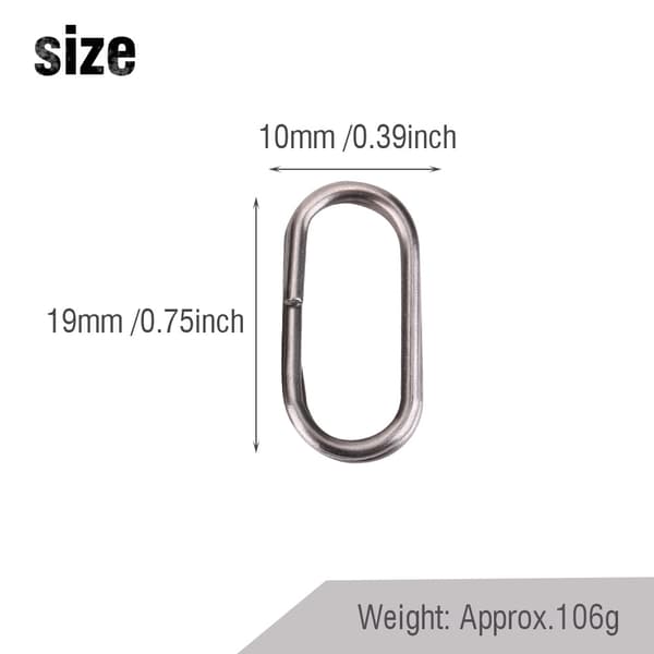 100 rustfri stål splitring fiskelokke-forbindere (10x19mm)