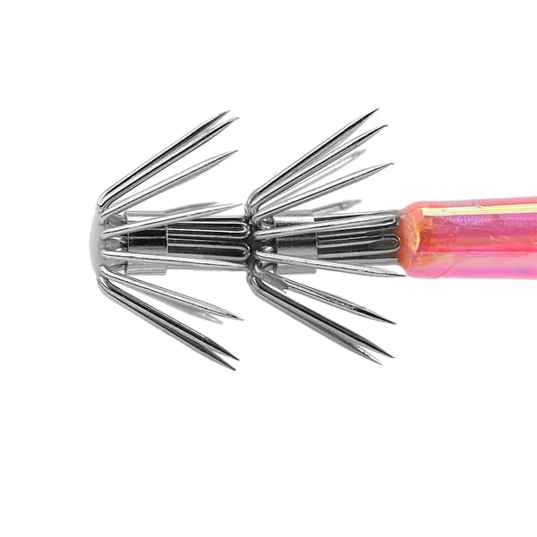 5 stk. hardplast blekksprutsluker 9,5 cm med dobbelkrok (rosa)