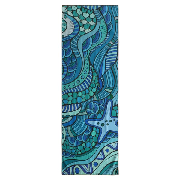 Halkfri tryckt yogamatta, vikbar, snabbtorkande, bärbar, polyester nylon, 183x61cm