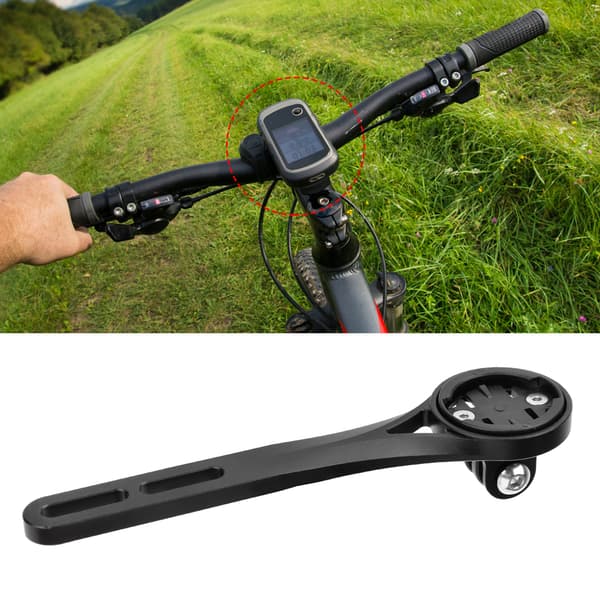 Cykelstol förlängningsfäste med GPS-kodtabell för Garmin, svart aluminium