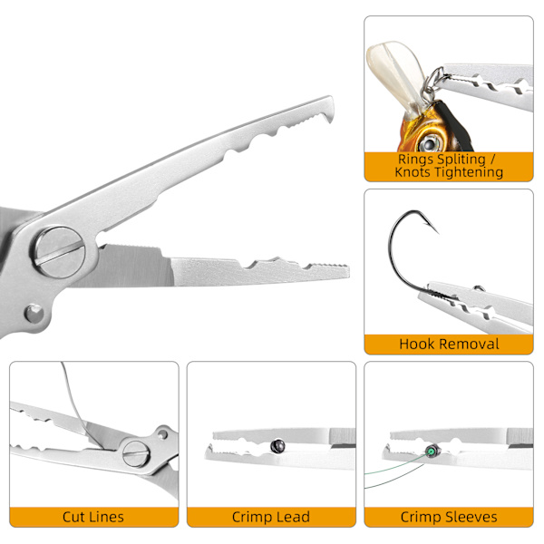 Fiskesaks Tang Aluminium Rustfritt Stål Multifunksjonell Krokfjerner Linekutter