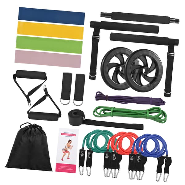 Pilates Stick Kit med 180lbs motstandsbånd, komplett bærbart kroppsarbeidsutstyr
