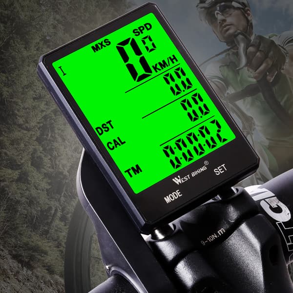 WEST BIKING Cykelcomputer, Stor 2,8\" skærm, Regnresistent, Hastighedsmåler, Cykelstopur