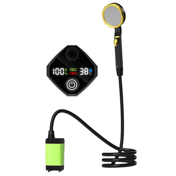 Bärbar uppladdningsbar elektrisk campingduschpump med smart digital display