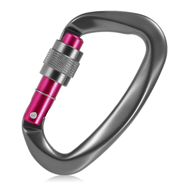 D-form 25KN skruelås karabinhage lavet af aluminiumslegering til klatring, rapelling og camping.