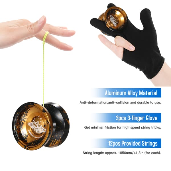 2 stk. Professionelt Yo-Yo-sæt i aluminiumslegering med snore, etui og handsker til konkurrence