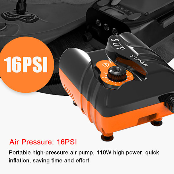 Elektrisk Luftpump 16PSI Bärbar Luftkompressor 110W för Paddleboard, Pool, Båt