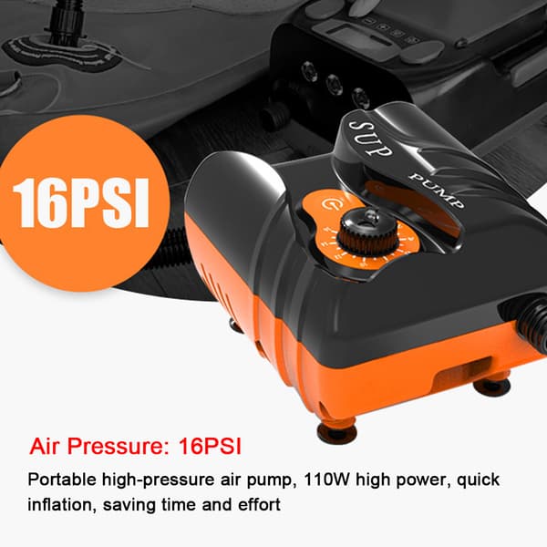Elektrisk luftpumpe 16PSI bærbar luftkompressor 110W til paddleboard, pool, båd