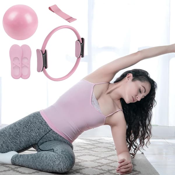4-delt yogasæt til kvinder, bærbart fitnessudstyr, pilates-tilbehør, til rejser, studie, efter fødsel, graviditet